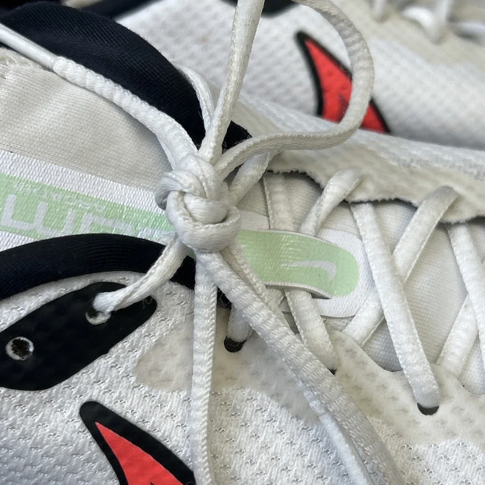 Nike Air Zoom Shoes Youth 7 Womens 8.5 DA1242-101 White Neon Swoop Logo Running‎